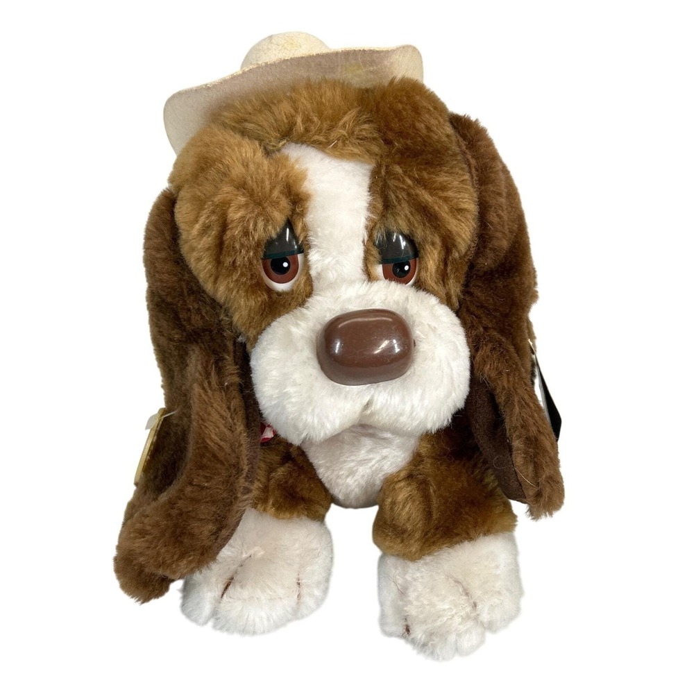 Russ Cowboy Baxter Puppy Dog Plush Basset Hound Brown White Hat